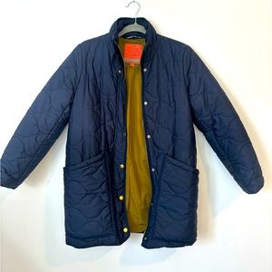 J CREW Women's Navy Quilted Coat - Size Small